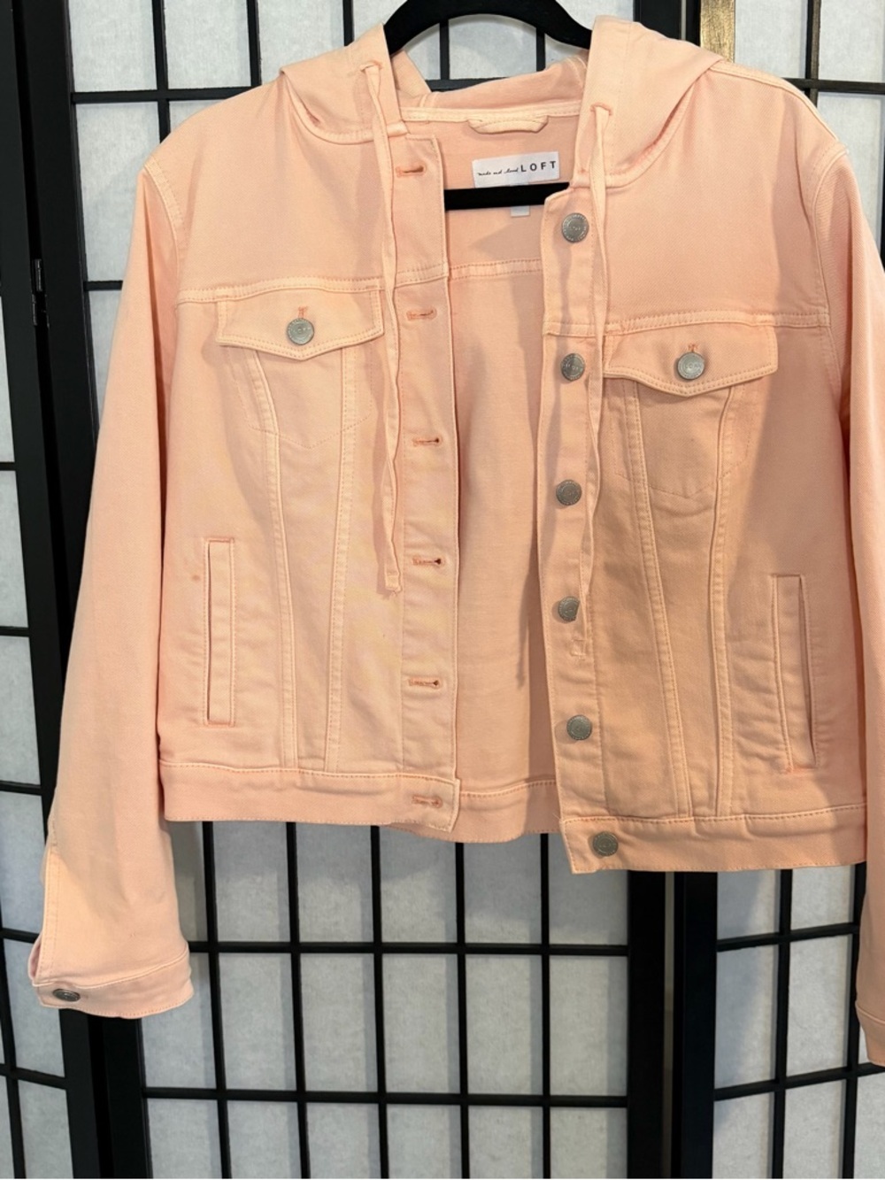LOFT Light Peach Hooded Denim Jacket